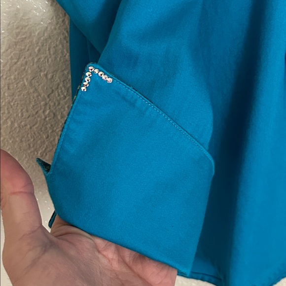 CR Ranchwear Women’s Cotton Western Button-Down Shirt – Teal Size X-Small - Picture 6 of 9